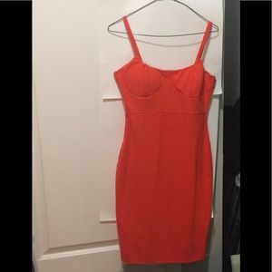 Bodycon Sleeveless  Mini Dress Orange Medium